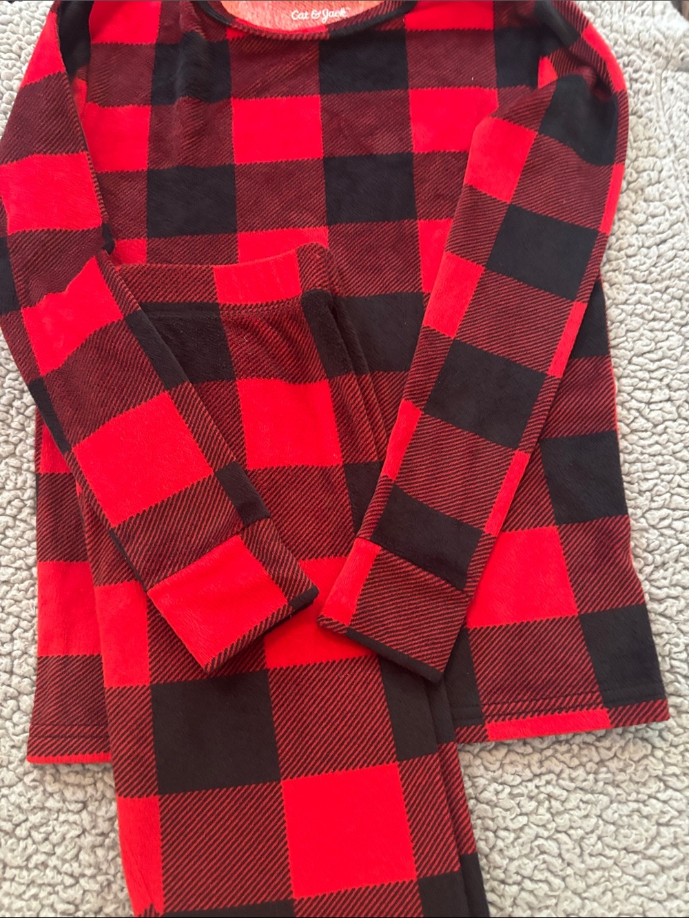 NWOT Cat & Jack Red and Black Plaid Kids Pajama Set